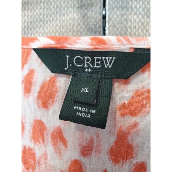 J Crew Cotton Orange Animal Print Split Neck Lightweight Swimsuit Cover-Up Sz XL - Picture 3 of 6